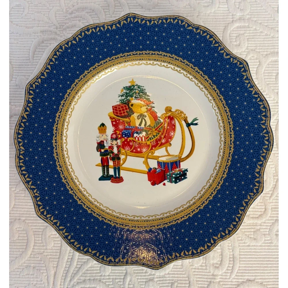 Robert Stanley Home‎ for Christmas Sleigh Nutcracker Cobalt Blue Plates Set of 2